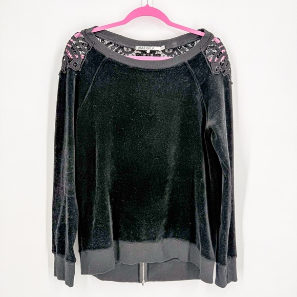 Pam & Gela Black Embellished Sweatshirt - Picture 1 of 4